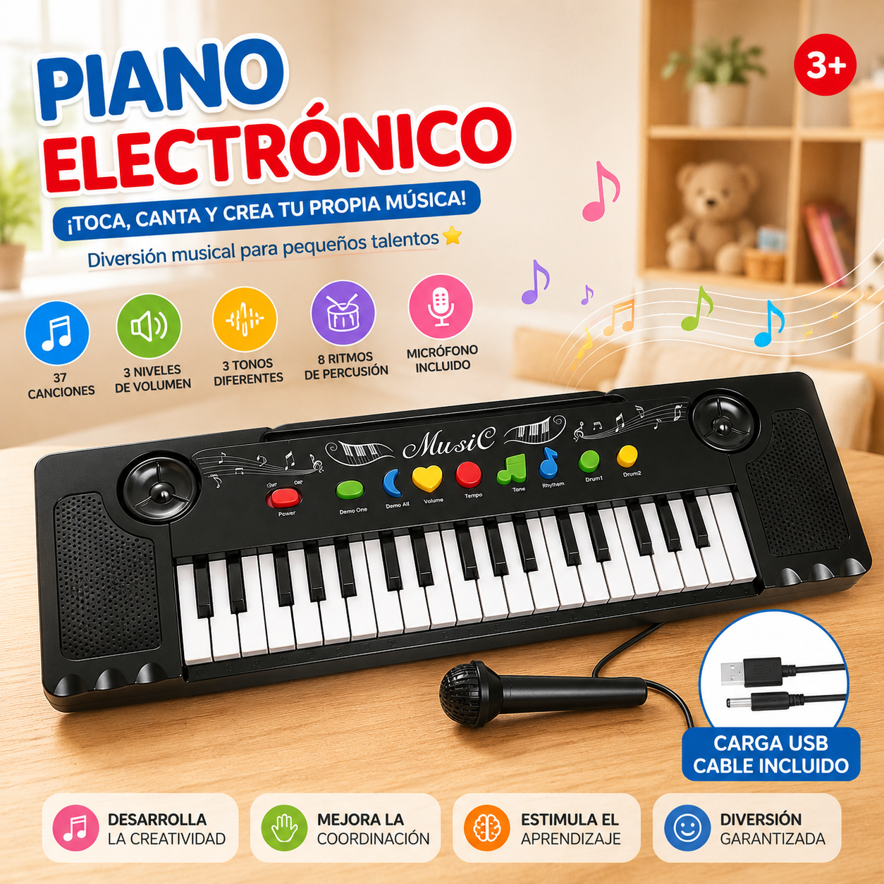 Piano para Niños con Micrófono