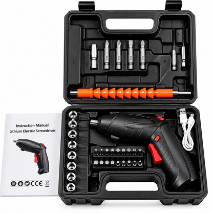 Set Atornillador Recargable + Puntas y Dados 47 Piezas