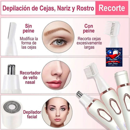 Depiladora Facial y Corporal 4en1 – Recargable