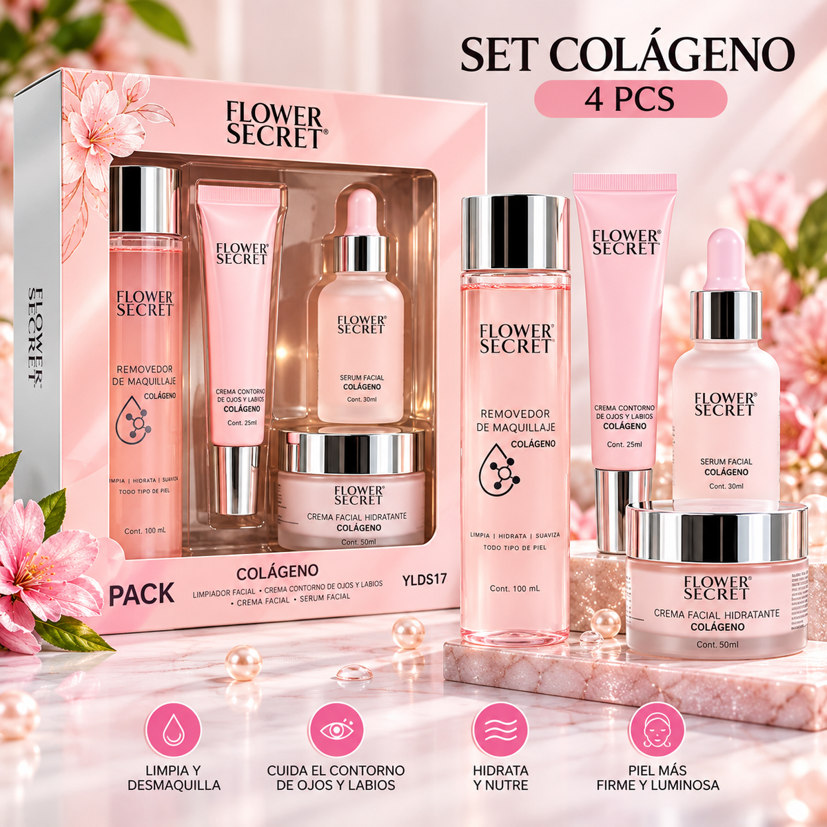 Hidratante Facial Con Colágeno Pack 4.